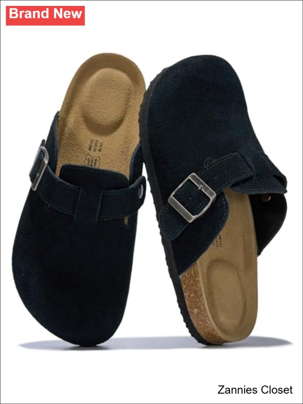 ✨ Project Cloud Genuine Leather Slip-On Clogs Women Cork Footbed Mules Comfy
